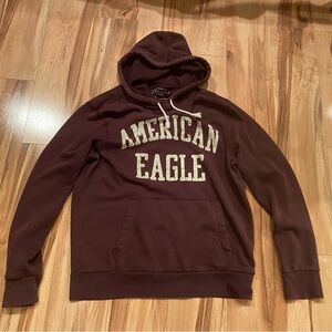 American Eagle Outfitters Men's Burgundy Hoodie—M